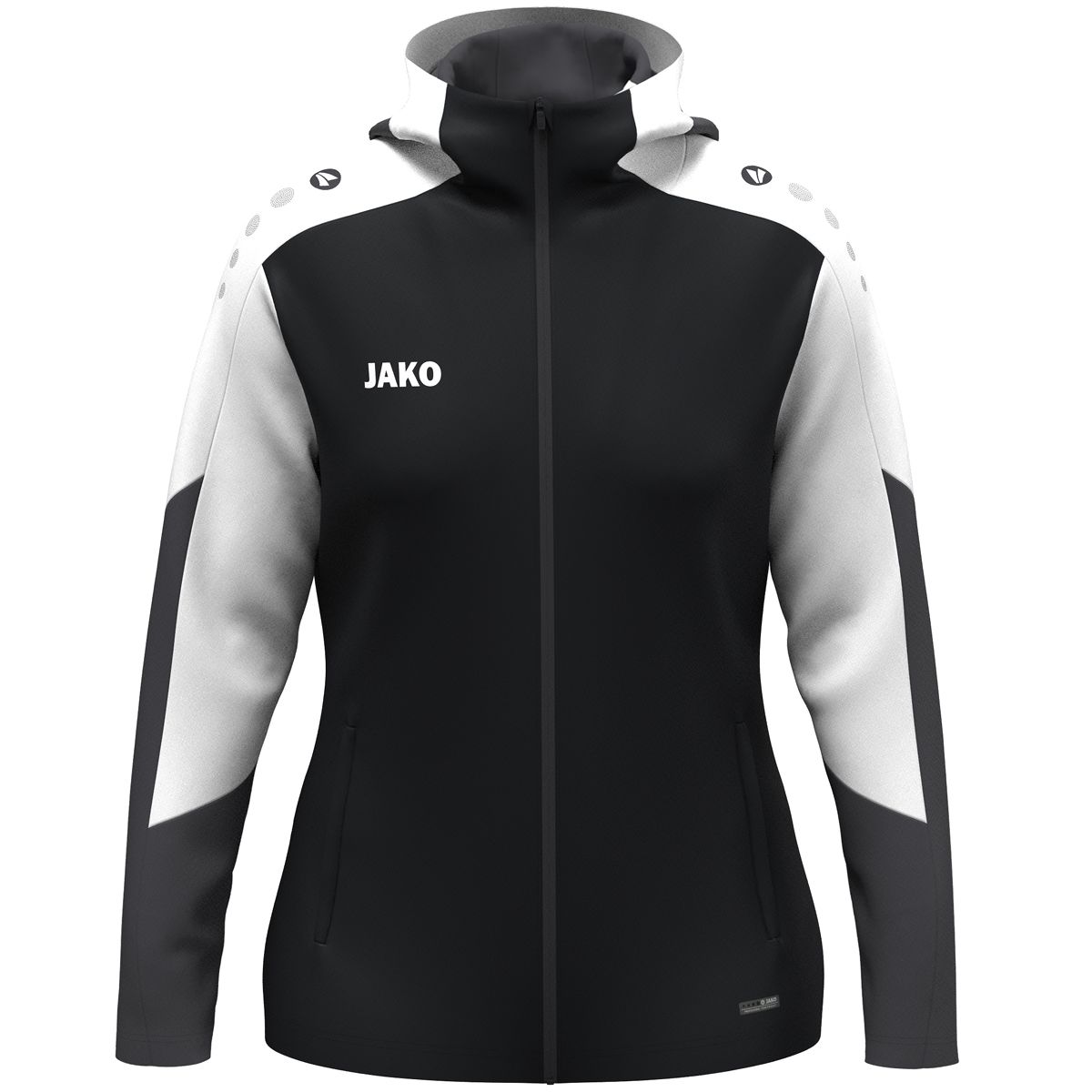 JAKO Dames Jas met Kap Dynamic 6870D Zwart Wit Antraciet | Onlinesportkleding | Bedrukking mogelijk